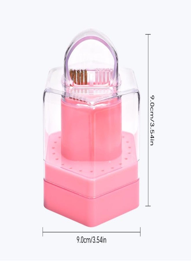 Rolabling 2 in 1 Nail Drill Bit Holder & Cleaner Brush Case 24 Holes Dustproof Storage Organizer for Nail Tech, Manicure/Pedicure Tools with Dust Collector (Pink) - Image 5